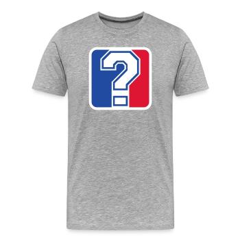 Question Mark League Icon – Sportfan - Männer Premium Bio T-Shirt - Grau meliert - Vorne - Damien (186cm)