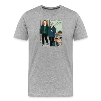mit Oma einkaufen - Männer Premium Bio T-Shirt - Grau meliert - Vorne - Damien (186cm)