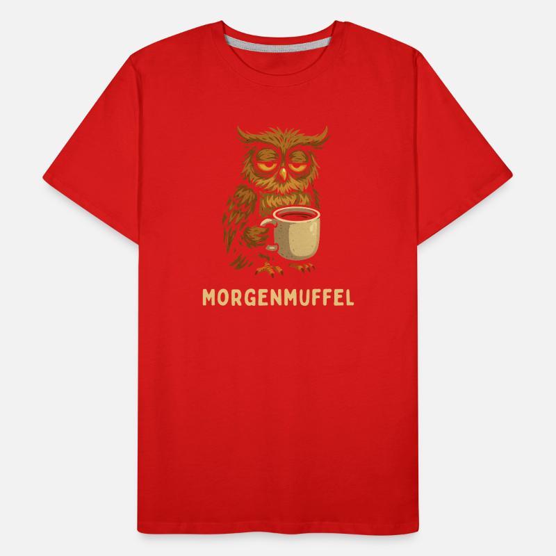 Morgenmuffel-Eule mit Kaffee Männer Premium Bio T-Shirt