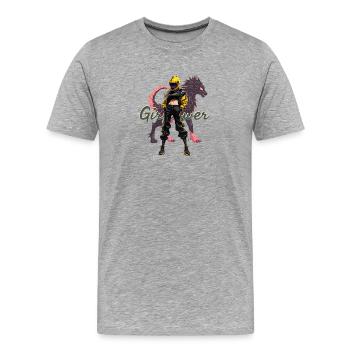 Drachenpower Streetwear - Männer Premium Bio T-Shirt - Grau meliert - Vorne - Damien (186cm)