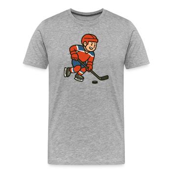 Eishockey Cartoon Junge im Spiel - Männer Premium Bio T-Shirt - Grau meliert - Vorne - Damien (186cm)