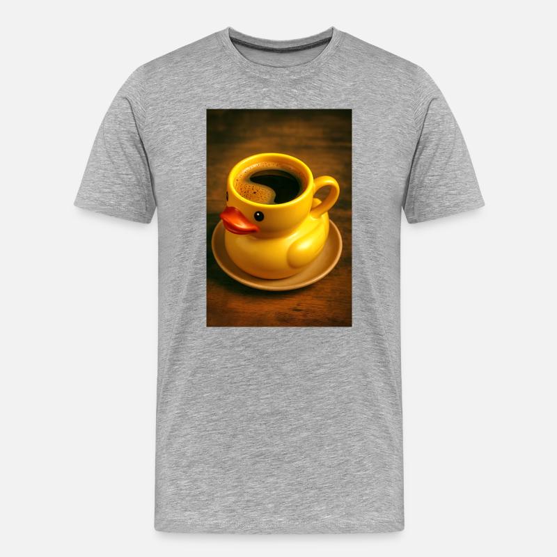 Badeente als Kaffeetasse - Männer Premium Bio T-Shirt - Grau meliert