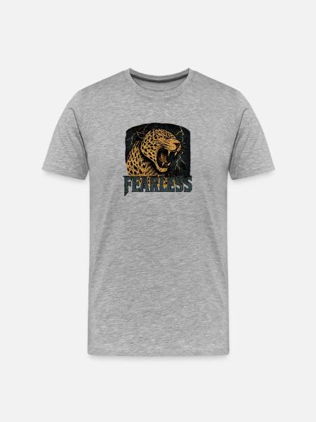 Fearless Leopard Power Design - Men's Premium Organic T-Shirt - heather grey