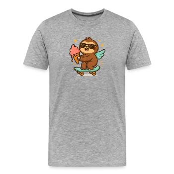 Cool Sloth Skateboard Treat Cone - Männer Premium Bio T-Shirt - Grau meliert - Vorne - Damien (186cm)