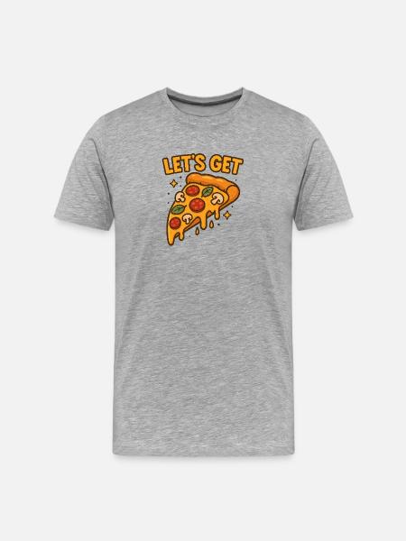 Funny Pizza Slice Let's Get Design - Men's Premium Organic T-Shirt - heather grey