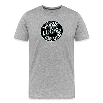 Pire qu’il n’y paraît, le Covid long - T-shirt bio Premium Homme - gris chiné - Devant - Damien (186cm)
