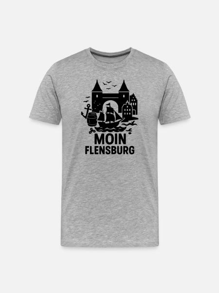 flensburg moin anker seefahrer - Männer Premium Bio T-Shirt - Grau meliert