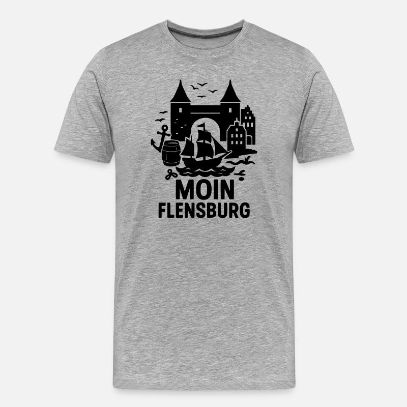 flensburg moin anker seefahrer - Männer Premium Bio T-Shirt - Grau meliert