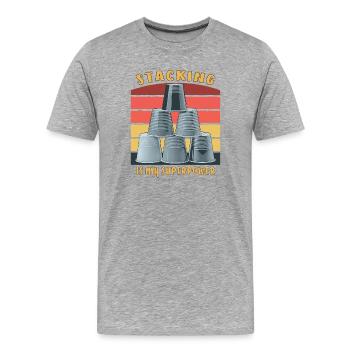 STACKING IS MY SUPERPOWER - Männer Premium Bio T-Shirt - Grau meliert - Vorne - Damien (186cm)