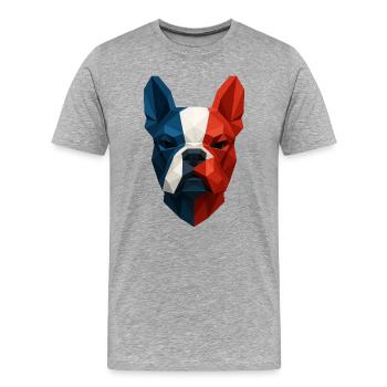 bouledogue français bleu blanc rouge - T-shirt bio Premium Homme - gris chiné - Devant - Damien (186cm)