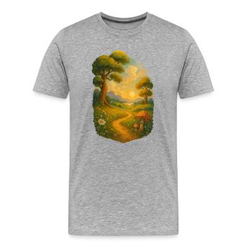 Fairy tale trail in the sunlight - Men's Premium Organic T-Shirt - heather grey - Front - Damien (186cm)