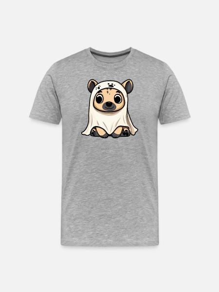 Hyäne Halloween Geist - Männer Premium Bio T-Shirt - Grau meliert