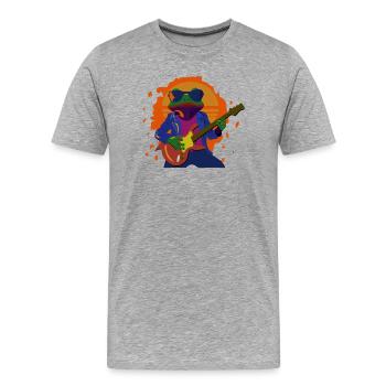 Rock-Frog bei Sonnenuntergang - Männer Premium Bio T-Shirt - Grau meliert - Vorne - Damien (186cm)