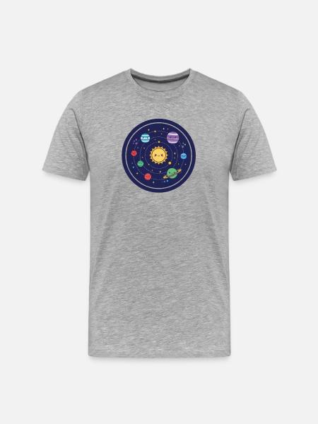 Cheerful Solar System Design - Men's Premium Organic T-Shirt - heather grey