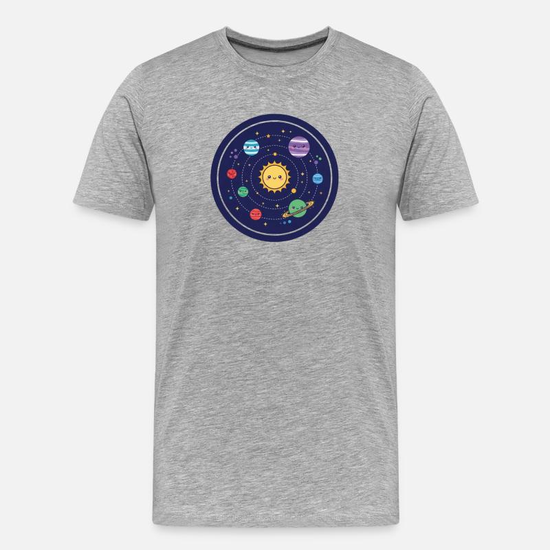 Fröhliches Sonnensystem Design - Männer Premium Bio T-Shirt - Grau meliert