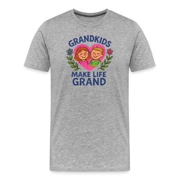 Les petits-enfants rendent la vie grandiose - T-shirt bio Premium Homme - gris chiné - Devant - Damien (186cm)