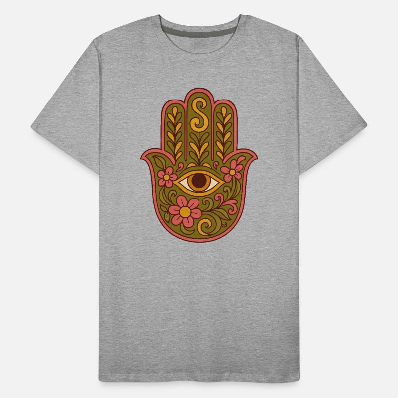 Hamsa oeil Floral Boho Artwork T-shirt bio Premium Homme