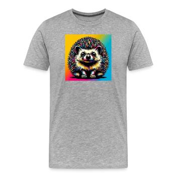 hedgehog - Men's Premium Organic T-Shirt - heather grey - Front - Damien (186cm)
