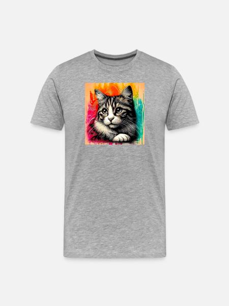 cat - Men's Premium Organic T-Shirt - heather grey