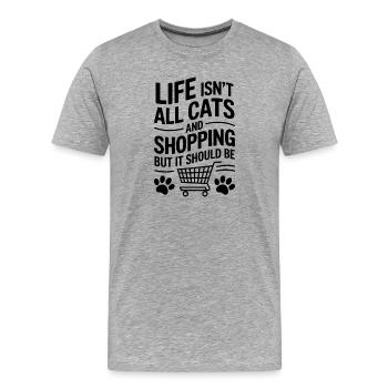 Shopping Dire Chats Drôle Shopping Cadeau - T-shirt bio Premium Homme - gris chiné - Devant - Damien (186cm)