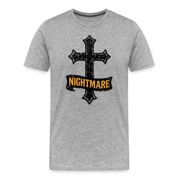 Croix terrifiante avec Cauchemar pour Halloween - T-shirt bio Premium Homme - gris chiné - Devant - Damien (186cm)