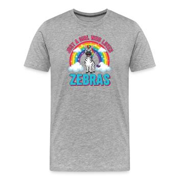 Süßes Zebra Cartoon Regenbogen Mädchen Spruch - Männer Premium Bio T-Shirt - Grau meliert - Vorne - Damien (186cm)
