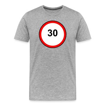 Tempo 30 Motif de signe - T-shirt bio Premium Homme - gris chiné - Devant - Damien (186cm)