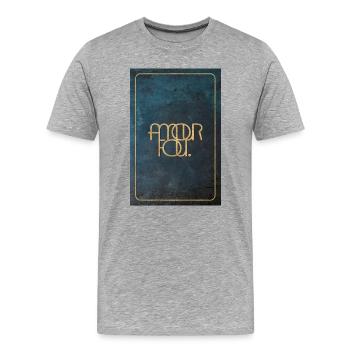 Amour Fou Gold Foil on Blue - Men's Premium Organic T-Shirt - heather grey - Front - Damien (186cm)