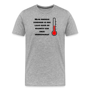 Low energy consumption through friendship - Men's Premium Organic T-Shirt - heather grey - Front - Damien (186cm)