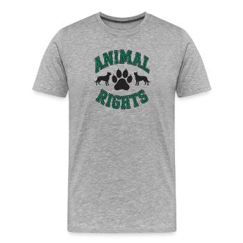Animal Rights College Style Typography - Männer Premium Bio T-Shirt - Grau meliert - Vorne - Damien (186cm)