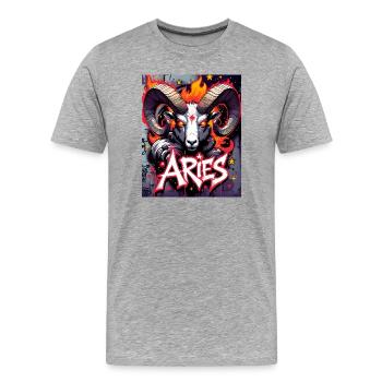 Bélier - T-shirt bio Premium Homme - gris chiné - Devant - Damien (186cm)