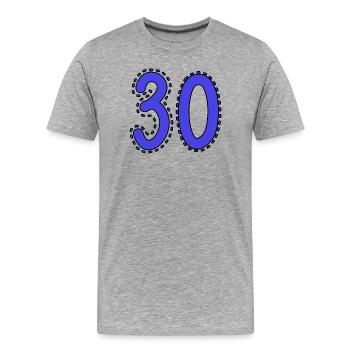 30. 30 YEARS. 30th ANNIVERSARY. 30 YEARS ANNIVERSARY. - Men's Premium Organic T-Shirt - heather grey - Front - Damien (186cm)