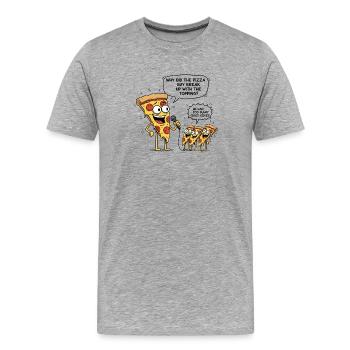 Pizza Comedy Pun – Blague gourmande drôle - T-shirt bio Premium Homme - gris chiné - Devant - Damien (186cm)