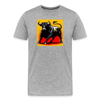 Stier - Männer Premium Bio T-Shirt - Grau meliert - Vorne - Damien (186cm)
