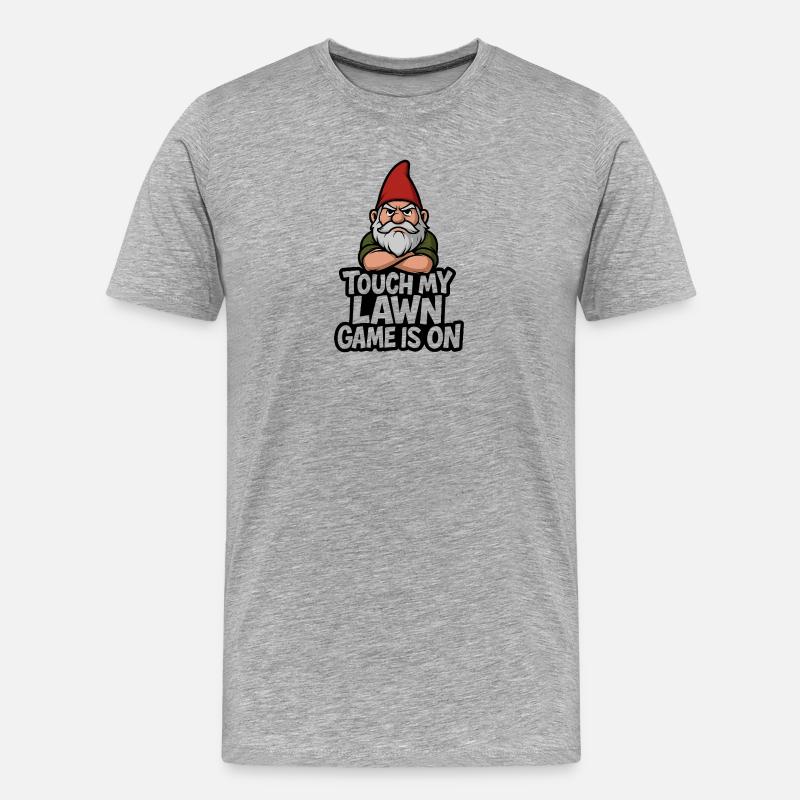 Gartenzwerg Drohgebärde Touch Lawn - Männer Premium Bio T-Shirt - Grau meliert