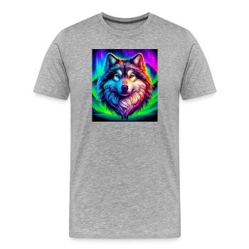 Wolf - Men's Premium Organic T-Shirt - heather grey - Front - Damien (186cm)