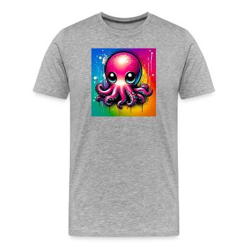 Krake - Männer Premium Bio T-Shirt - Grau meliert - Vorne - Damien (186cm)