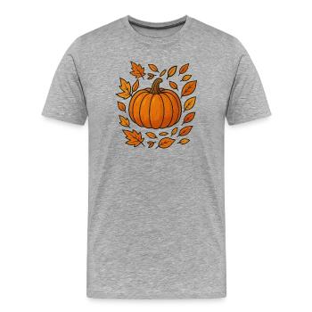 Herbstlicher Kürbiskranz - Männer Premium Bio T-Shirt - Grau meliert - Vorne - Damien (186cm)