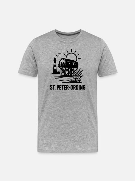 st peter-ording - Männer Premium Bio T-Shirt - Grau meliert