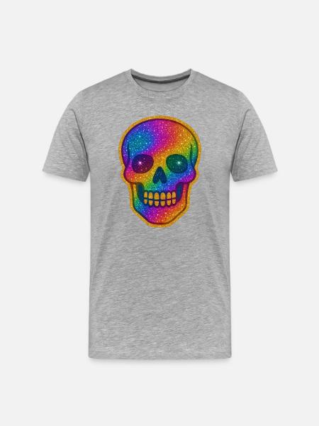 Rainbow Skull Glitter for Halloween - Men's Premium Organic T-Shirt - heather grey