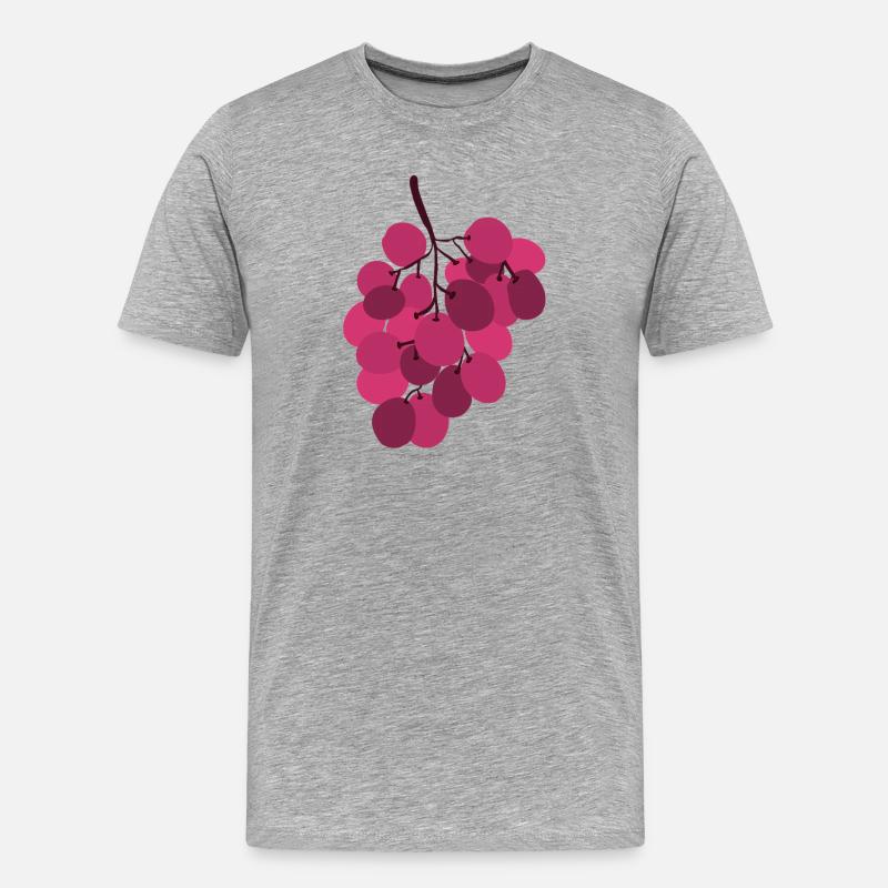 Lebendige rosa Trauben Traube - Männer Premium Bio T-Shirt - Grau meliert