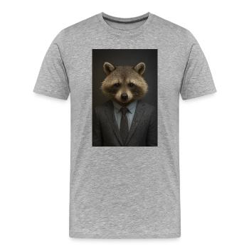 Raton laveur en costume – style business - T-shirt bio Premium Homme - gris chiné - Devant - Damien (186cm)