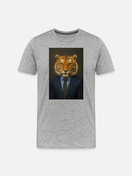 Tiger in business suit - Men's Premium Organic T-Shirt - heather grey