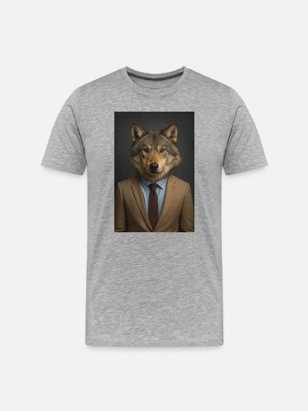 Wolf in a suit - Men's Premium Organic T-Shirt - heather grey