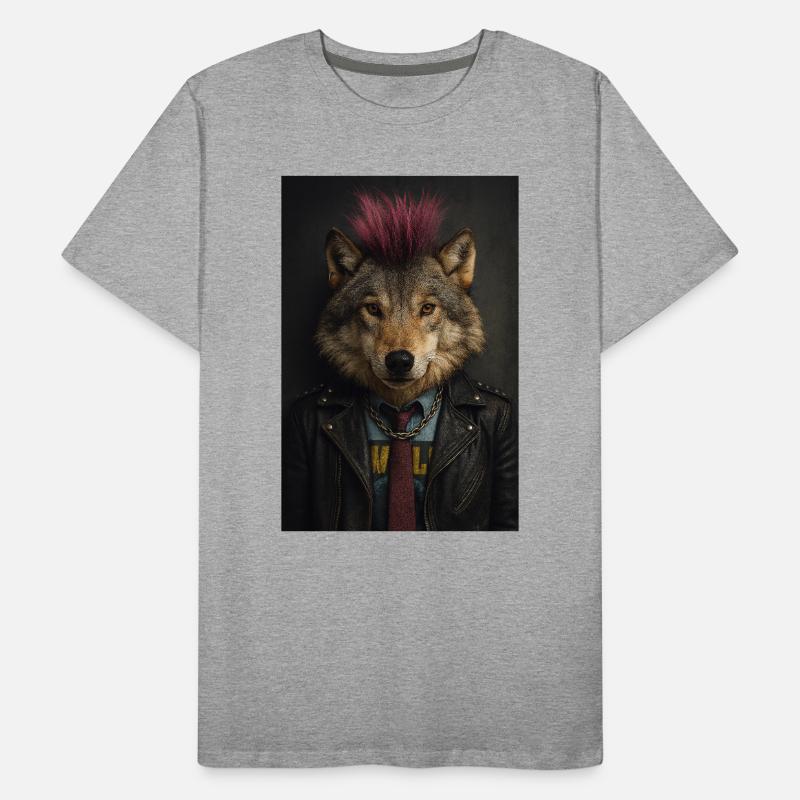 Wolf's Punk Mohawk Leather Jacket Men's Premium Organic T-Shirt