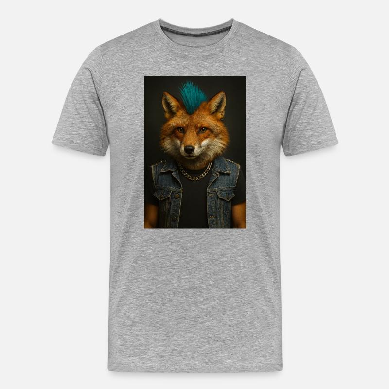 Punkfuchs Denim-Weste - Männer Premium Bio T-Shirt - Grau meliert