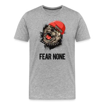 Fear None Bulldog - Men's Premium Organic T-Shirt - heather grey - Front - Damien (186cm)