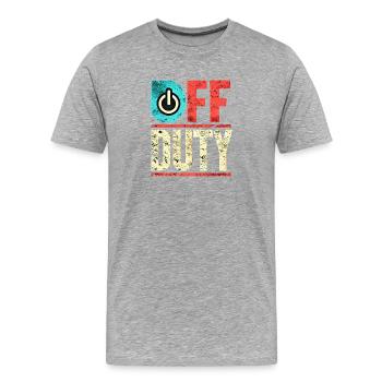 Off Duty Power Button Vintage, Mom and Dad - Men's Premium Organic T-Shirt - heather grey - Front - Damien (186cm)