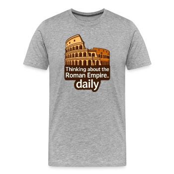 Empire romain quotidien - T-shirt bio Premium Homme - gris chiné - Devant - Damien (186cm)