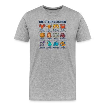 Die Sternzeichen - Männer Premium Bio T-Shirt - Grau meliert - Vorne - Damien (186cm)